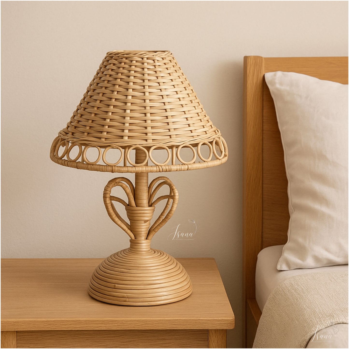 Cane Table Lamp with Holder and wire