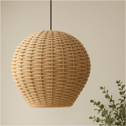 Cane Balloon Lampshade with Iron Frame