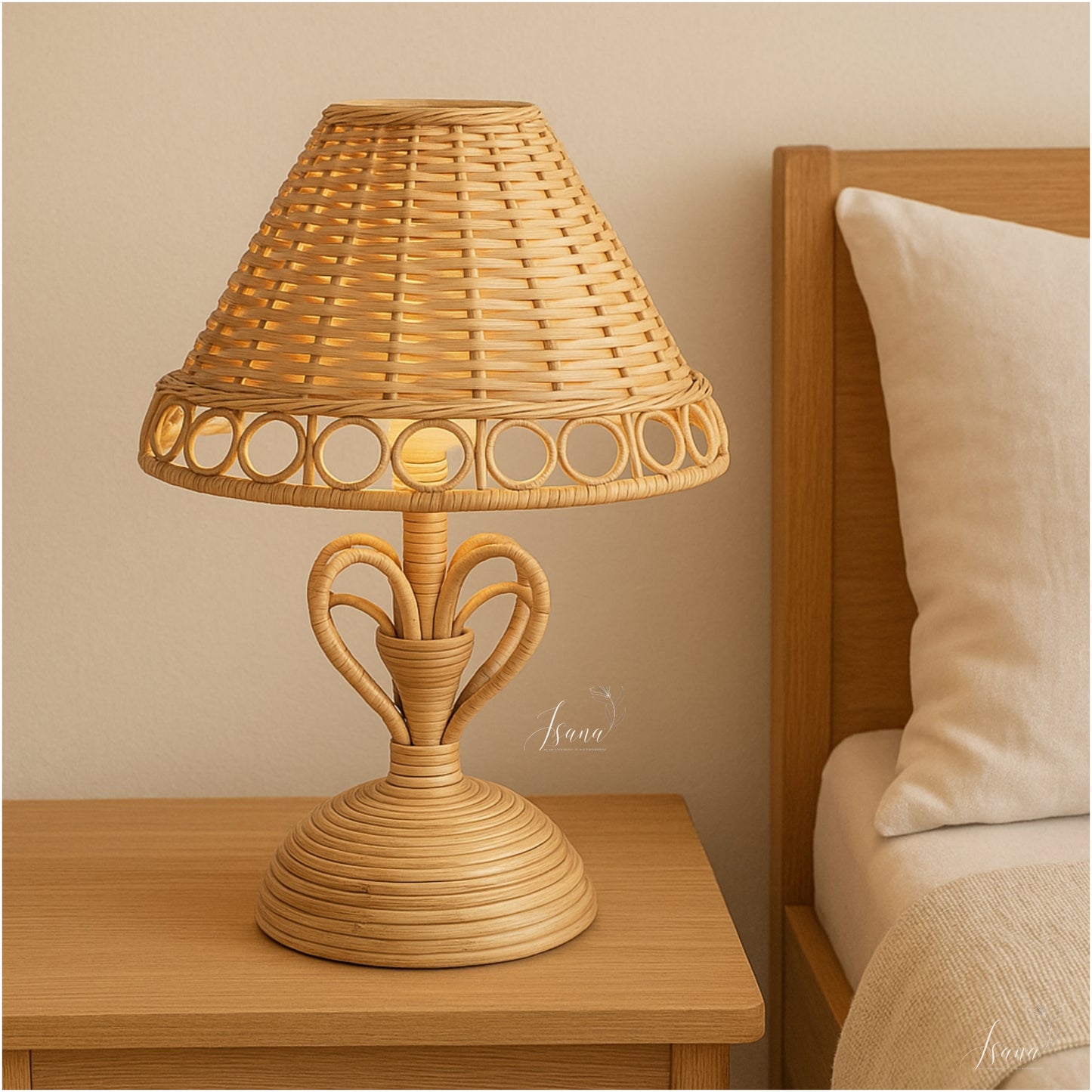 Cane Table Lamp with Holder and wire