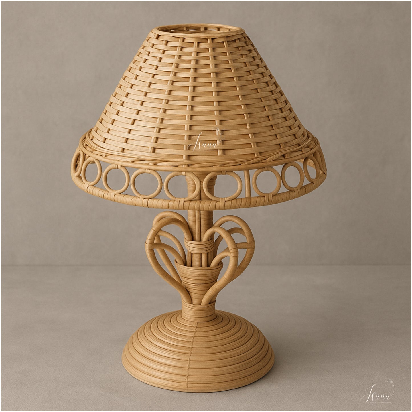 Cane Table Lamp with Holder and wire