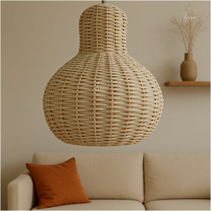 Cane Pear Lampshade with Iron Frame