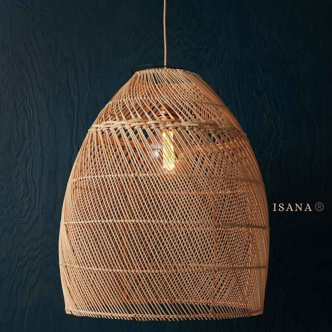 Cane Hanging Lampshade with Iron Frame