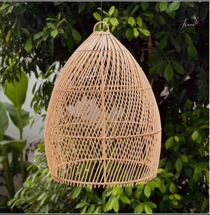 Cane Hanging Lampshade with Iron Frame