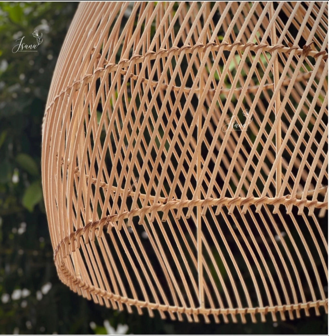 Cane Hanging Lampshade with Iron Frame