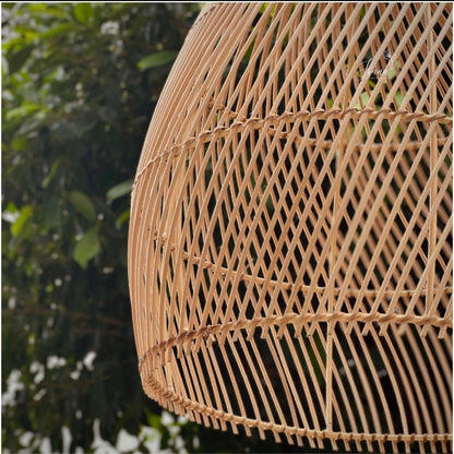 Cane Hanging Lampshade with Iron Frame