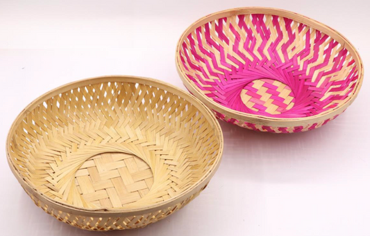 Vanya Round Bamboo Basket – Natural Finish