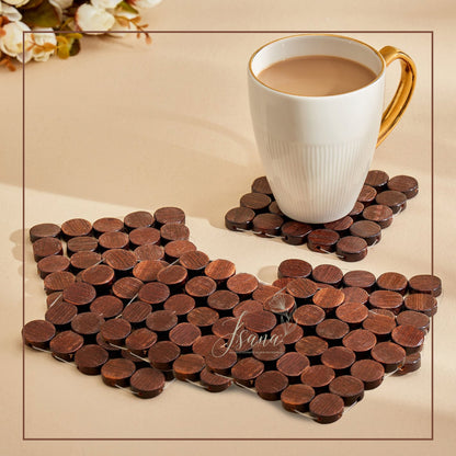 Isana® Bamboo Coaster Set – 6 pcs (Handwoven)