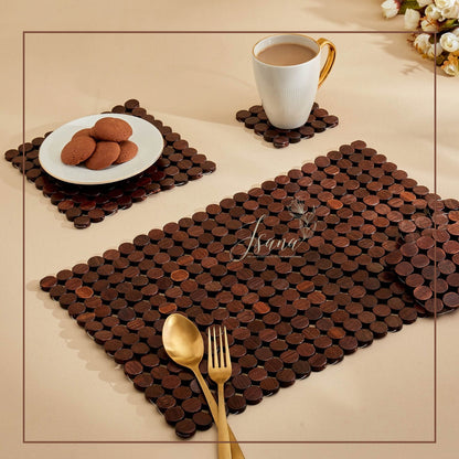 Isana® Bamboo Coaster Set – 6 pcs (Handwoven)