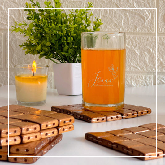 Isana® Bamboo Coaster Set – 6 pcs