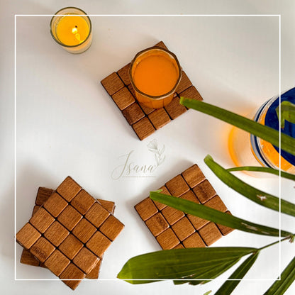 Isana® Bamboo Coaster Set – 6 pcs