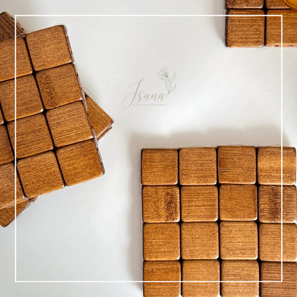 Isana® Bamboo Coaster Set – 6 pcs