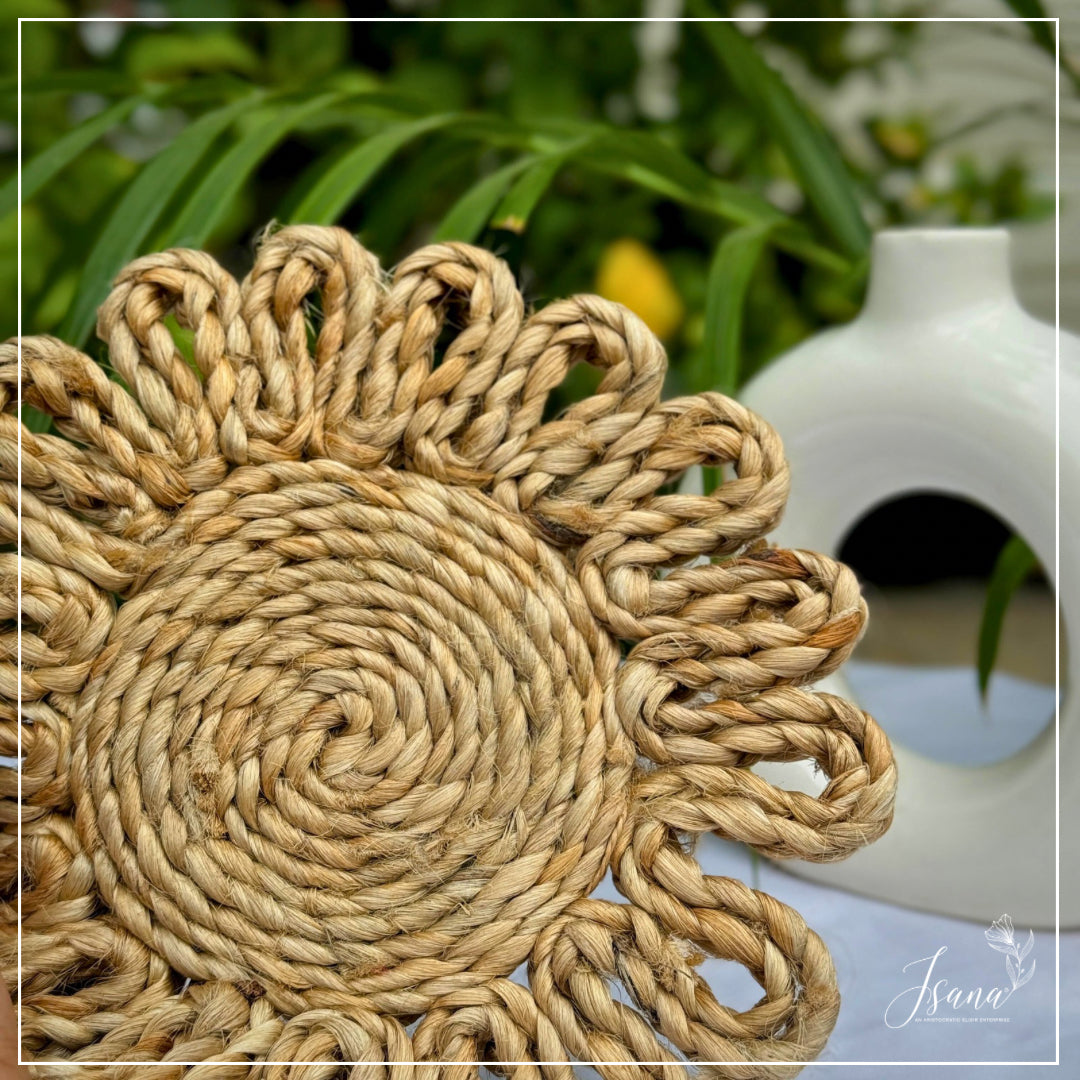 EarthTone Jute Coasters – 6" Handwoven Natural Beauty