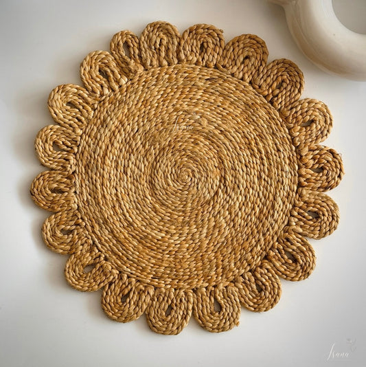SunPetal Jute Coaster – 6" Handwoven Rustic Elegance