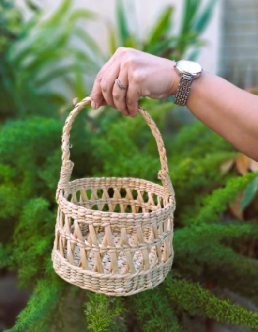 LaiMei Basket – Handwoven Kauna Grass Designer Basket with Handle
