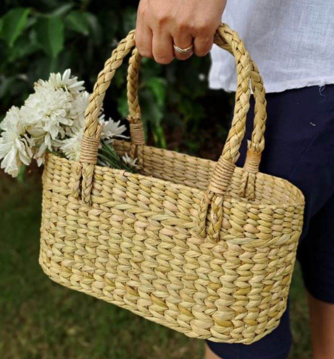 Aari Kauna Basket with Handle – Eco Chic Organizer