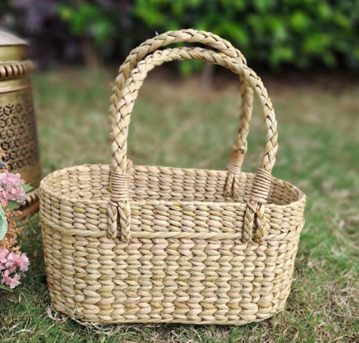 Aari Kauna Basket with Handle – Eco Chic Organizer