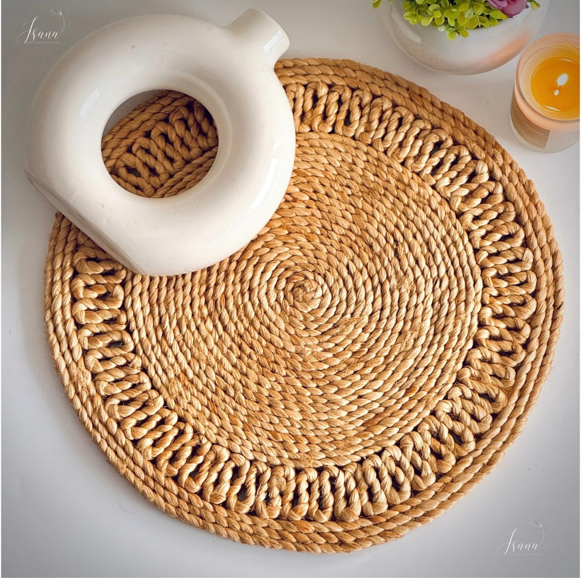 Rustic Round Jute Coasters – 6" Handwoven Table Elegance