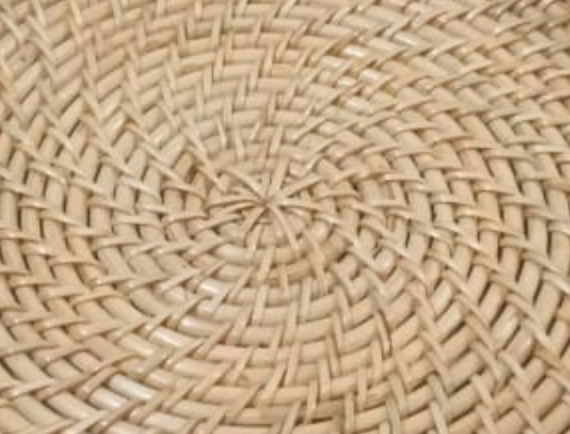 Cane Round Serving Tray with Handle