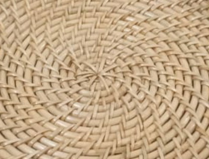 Cane Round Serving Tray with Handle