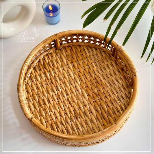 Designer Cane Tray with Cut Handle – Round