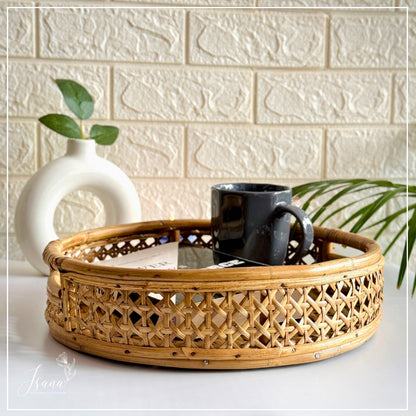Designer Cane Tray with Cut Handle – Round