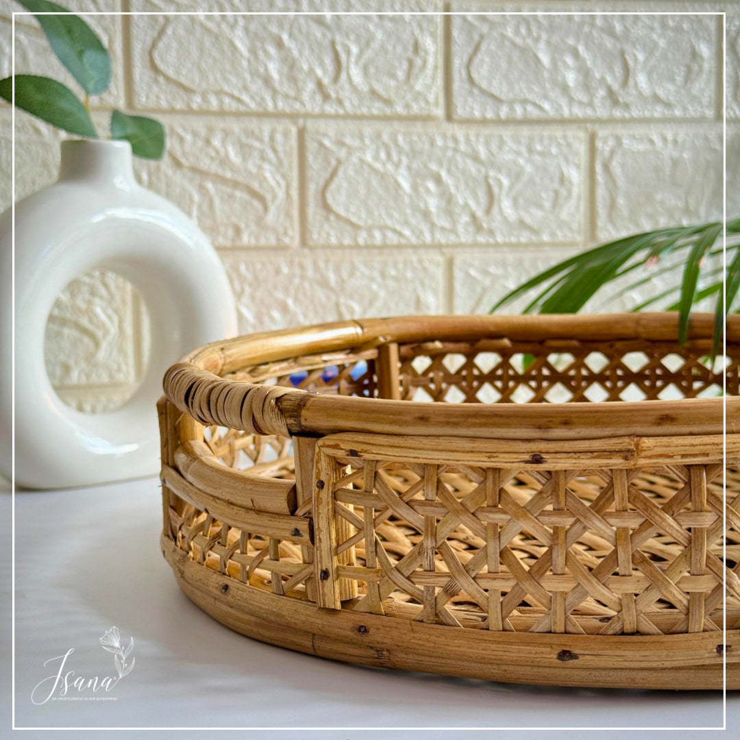 Designer Cane Tray with Cut Handle – Round