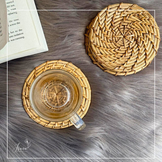 Aara Cane Coaster Set – Round (Set of 4)
