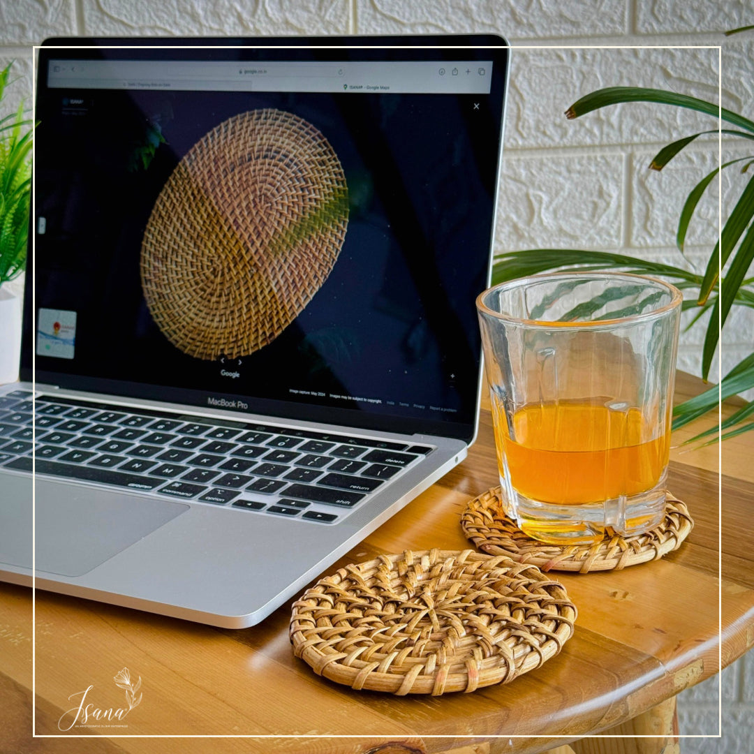 Aara Cane Coaster Set – Round (Set of 4)