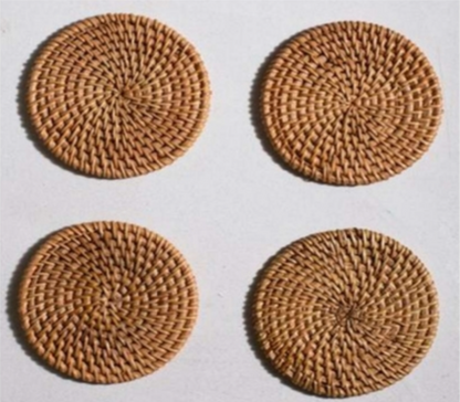 Aara Cane Coaster Set – Round (Set of 4)