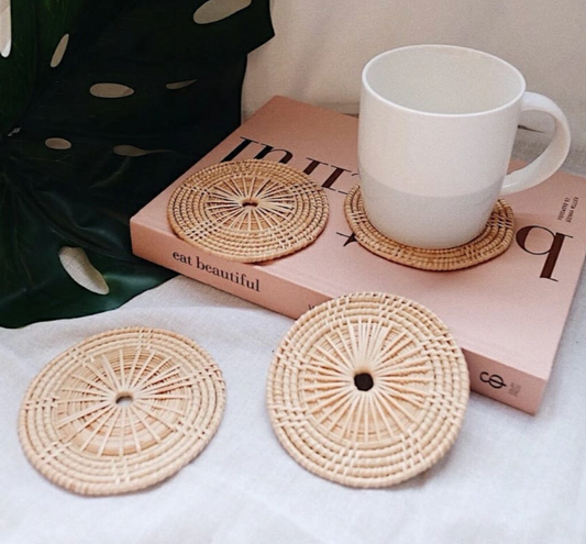 Aara Grande Designer Cane Coaster – Round (Dia 6)