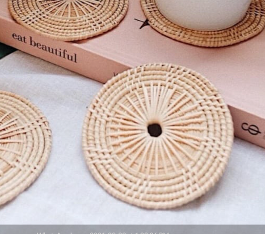 Aara Grande Designer Cane Coaster – Round (Dia 6)