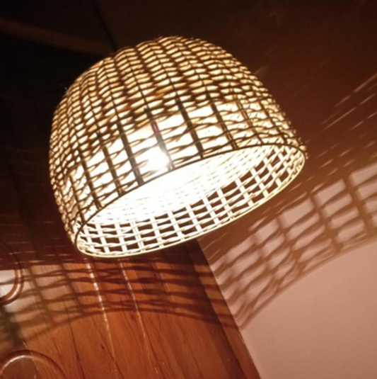 Cane Designer Dome Lampshade with Iron Frame