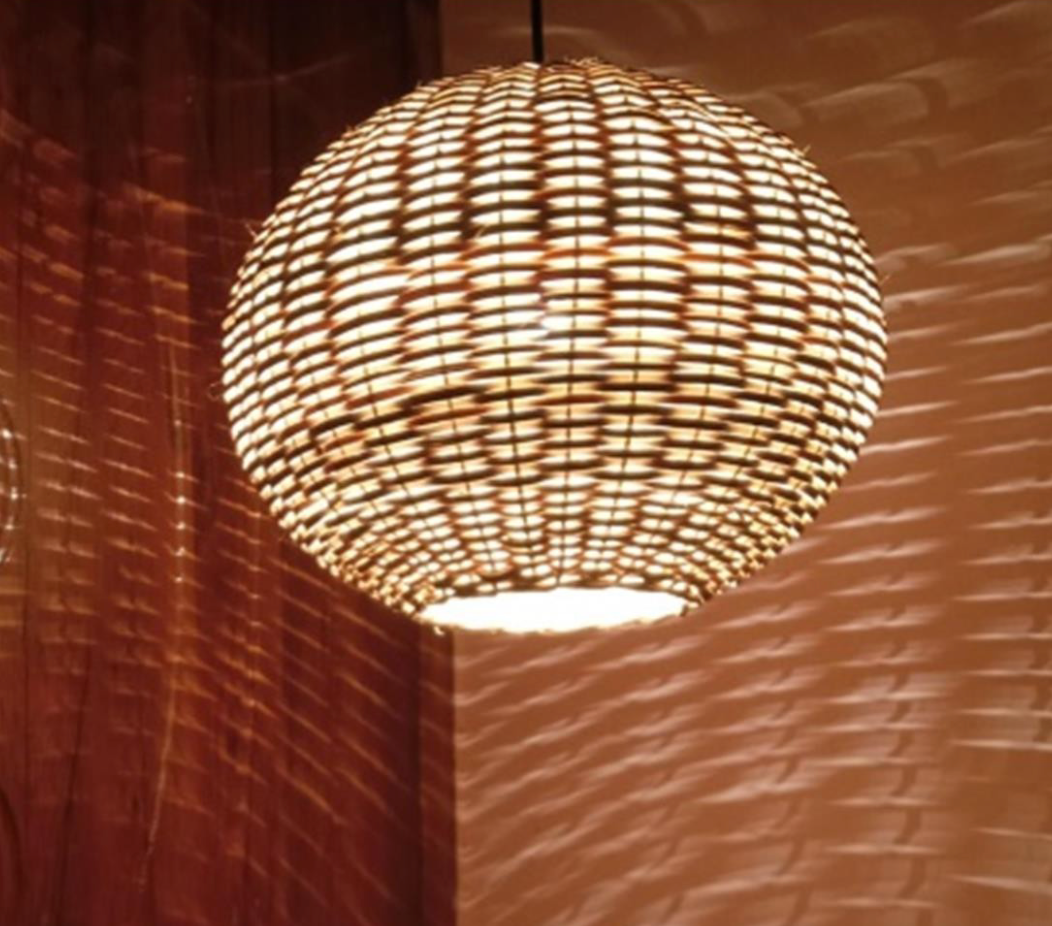 Cane Globe Lampshade with Iron Frame