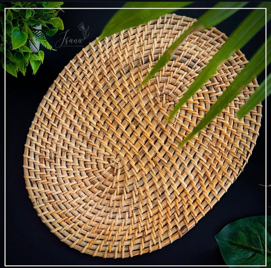 Elowyn Rattan Cane Placemats – Oval Handwoven Elegance