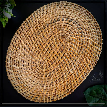 Elowyn Rattan Cane Placemats – Oval Handwoven Elegance