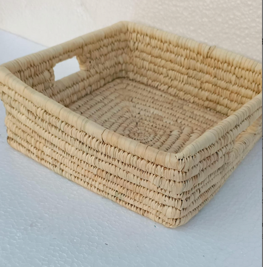 Zyra Sabai Grass Tray – Square with Cut Handles (Natural)
