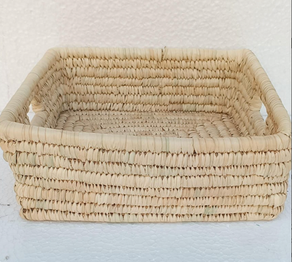 Zyra Sabai Grass Tray – Square with Cut Handles (Natural)