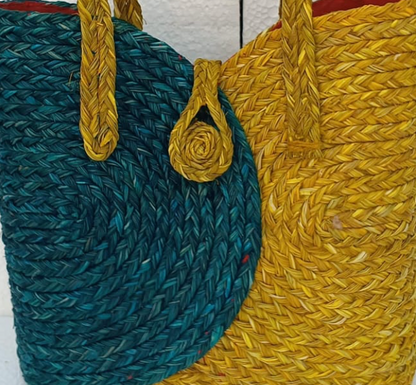 Aakriti Sabai Bag – Dual-Tone Spiral Weave Tote