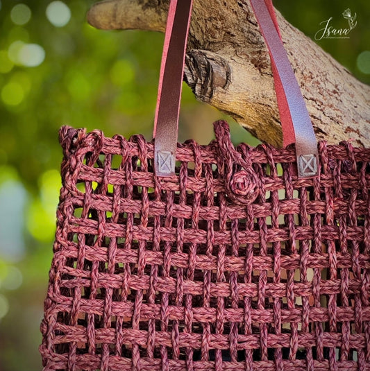 SauraWeave Sabai Grass Mesh Bag – Designer Handle Tote