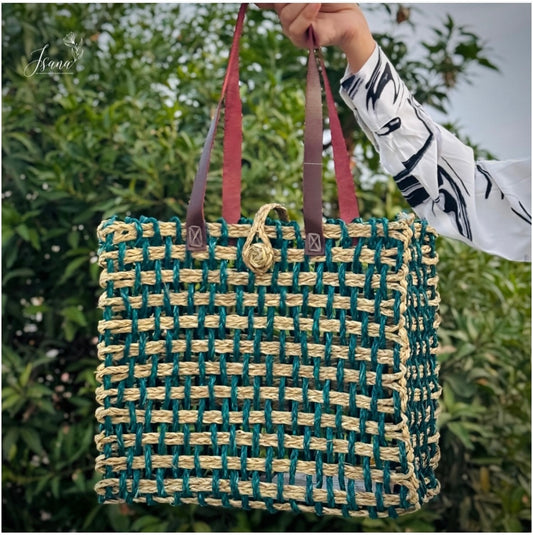 Aaranya Sabai Tote – Dual-Tone Forest Weave Bag
