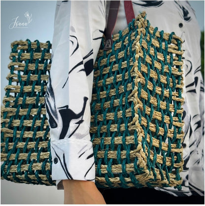 Aaranya Sabai Tote – Dual-Tone Forest Weave Bag