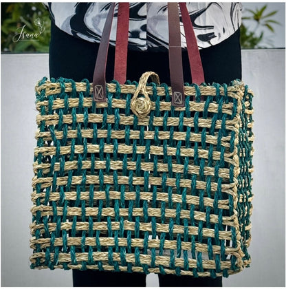 Aaranya Sabai Tote – Dual-Tone Forest Weave Bag