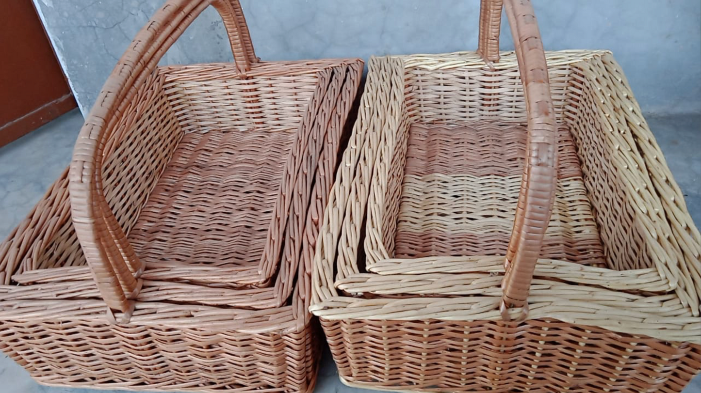 Hearth Willow Tray Set   With Handles  (Set of 3)