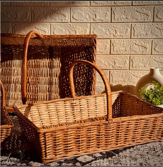 Hearth Willow Tray Set   With Handles  (Set of 3)
