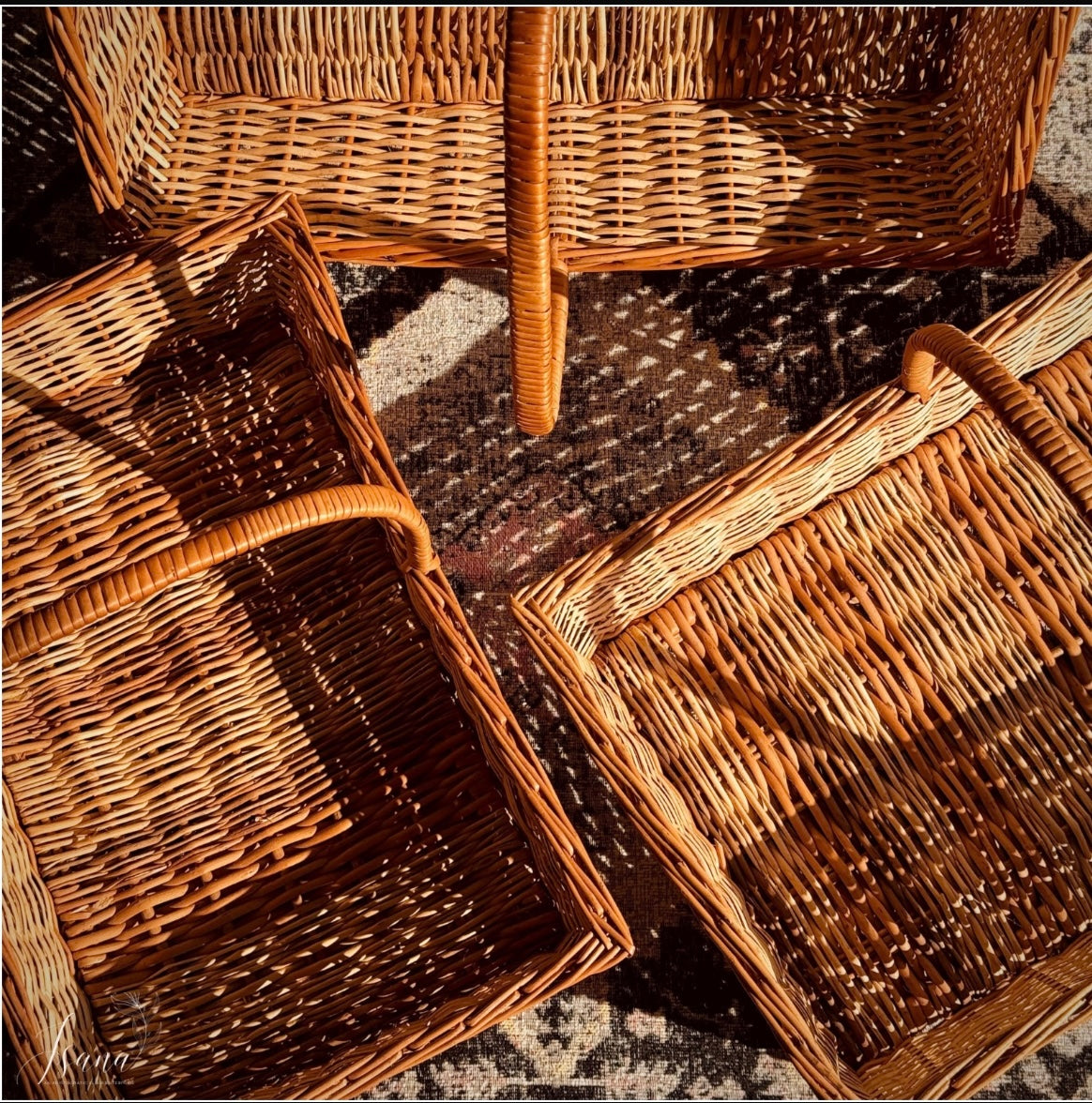 Hearth Willow Tray Set   With Handles  (Set of 3)
