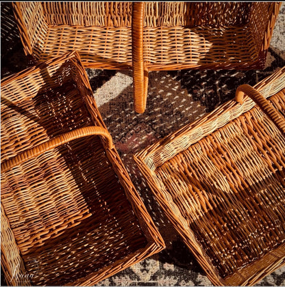 Hearth Willow Tray Set   With Handles  (Set of 3)