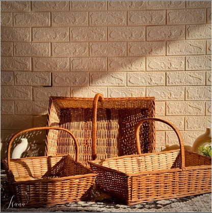 Hearth Willow Tray Set   With Handles  (Set of 3)