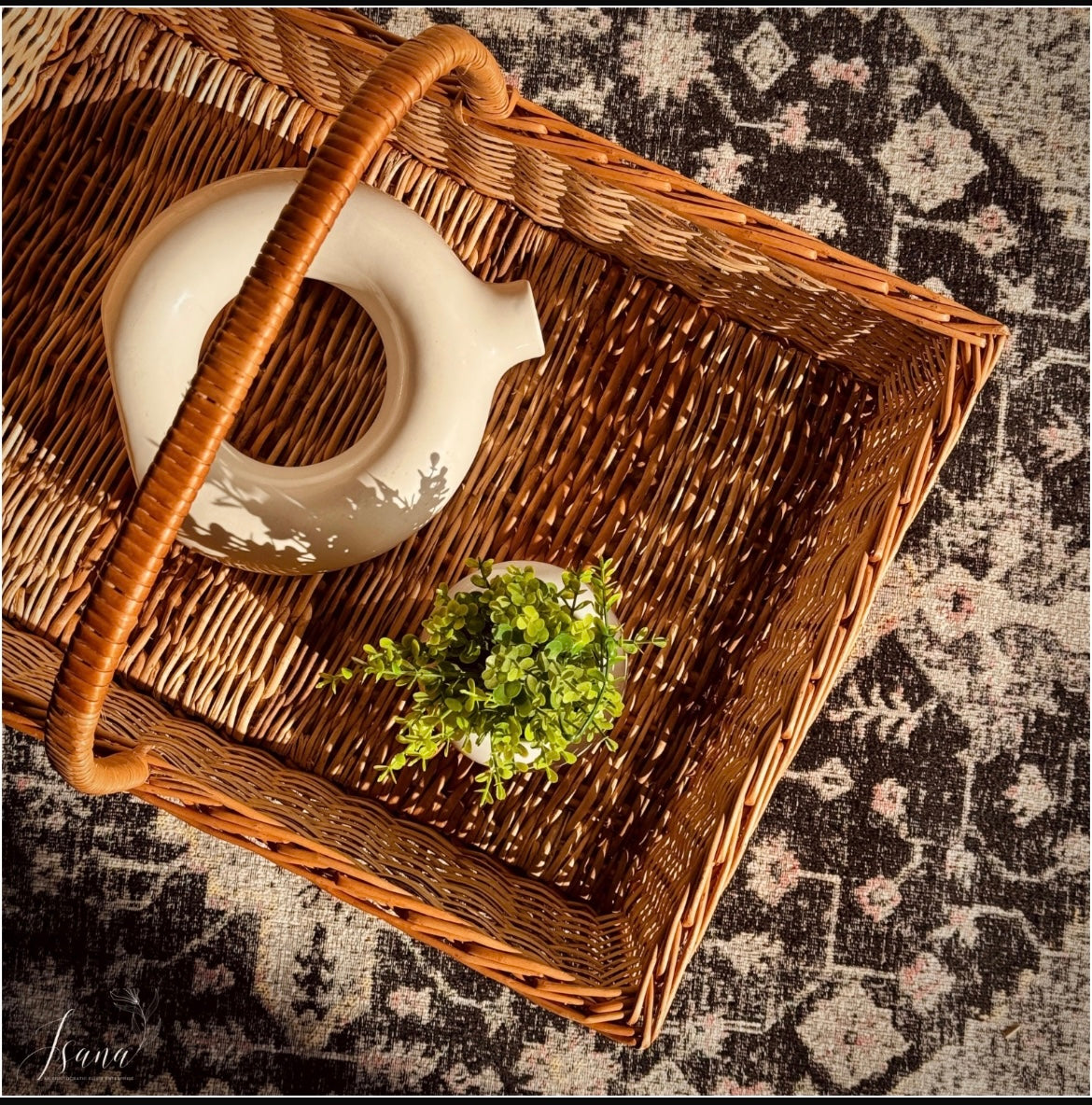 Hearth Willow Tray Set   With Handles  (Set of 3)