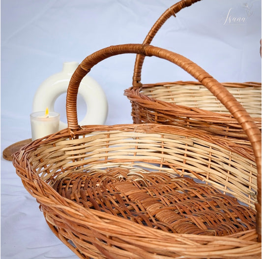 Harvest Oval Hamper Basket – Set of 2 with Handles
