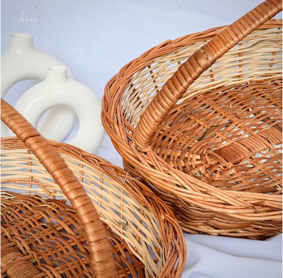 Harvest Oval Hamper Basket – Set of 2 with Handles